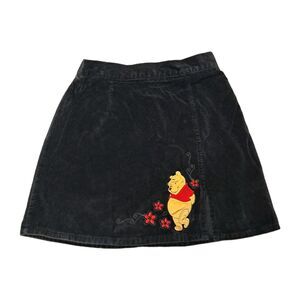 Disney Winnie The Pooh Black Velour Vintage Skirt Small Medium 90s Y2K Embroider